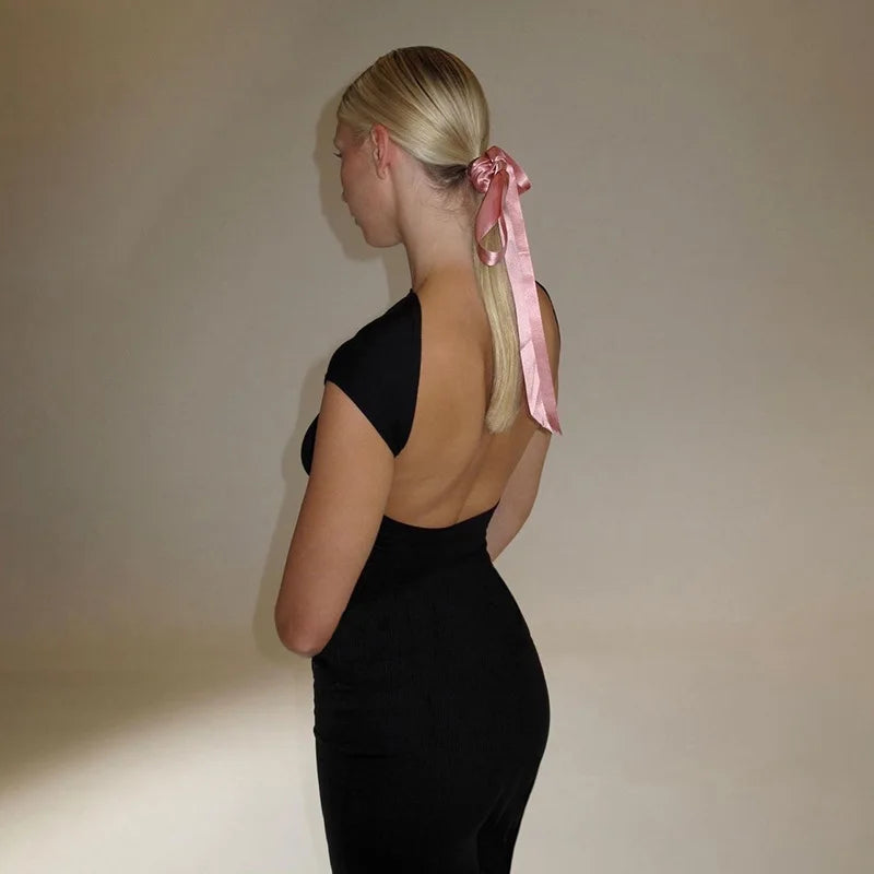 Short Sleeve Backless Dress
