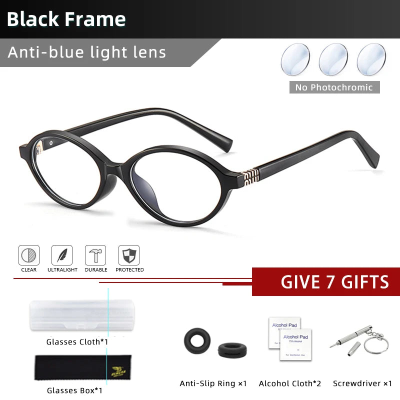 Retro Anti Blue Ray Photochromic Myopia Glasses