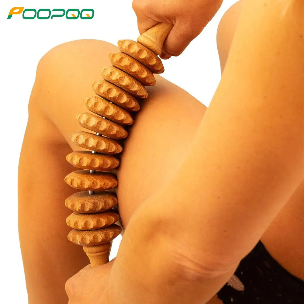 Natural Curved Wooden Massage Roller for Waist and Thigh