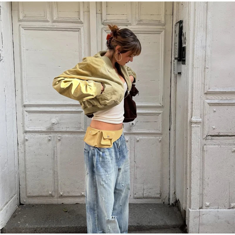 Khaki Cropped Bomber