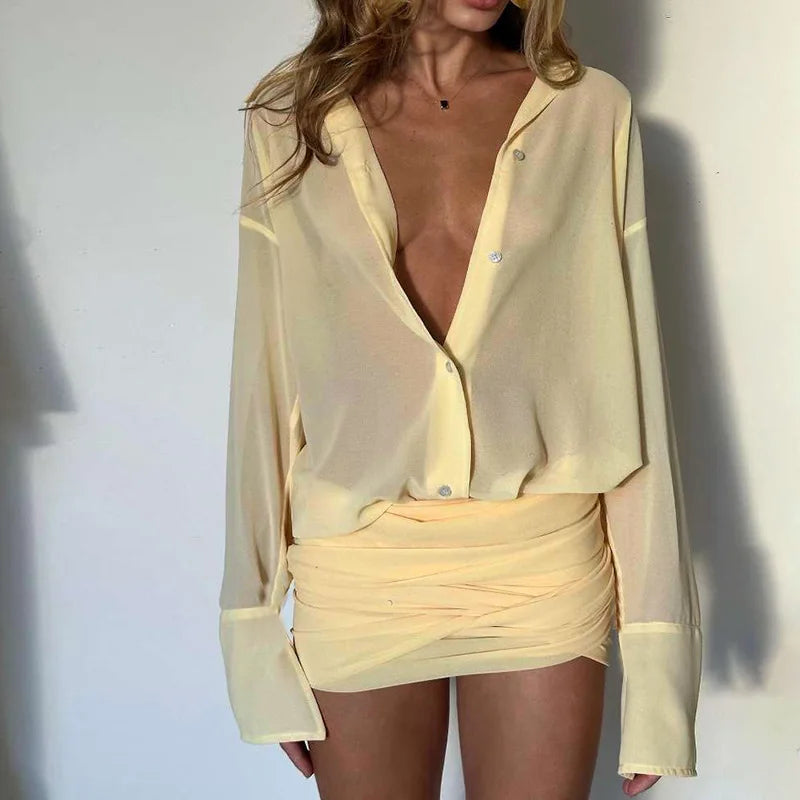 See Through Shirt Mini Dress