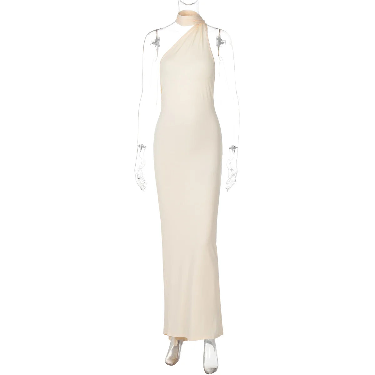 One Shoulder Backless Ruched Dress