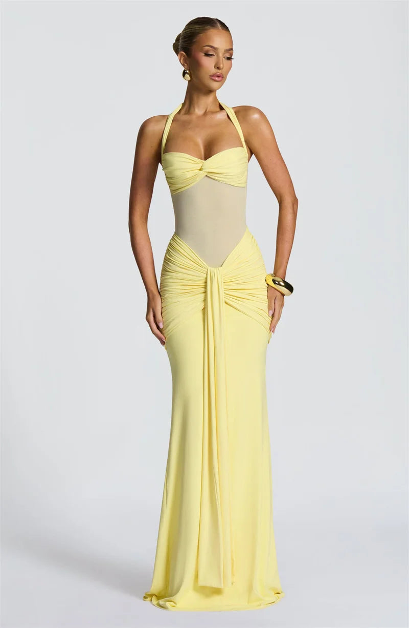 Mesh Waist Maxi Dress