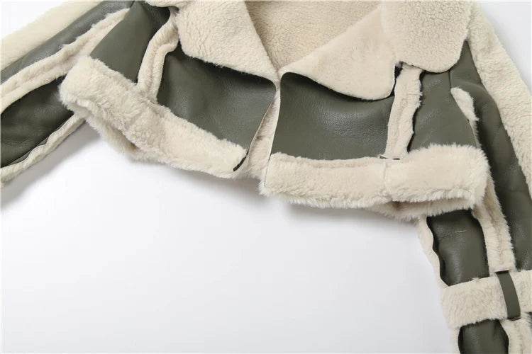 Furry Patchwork Crop Jacket