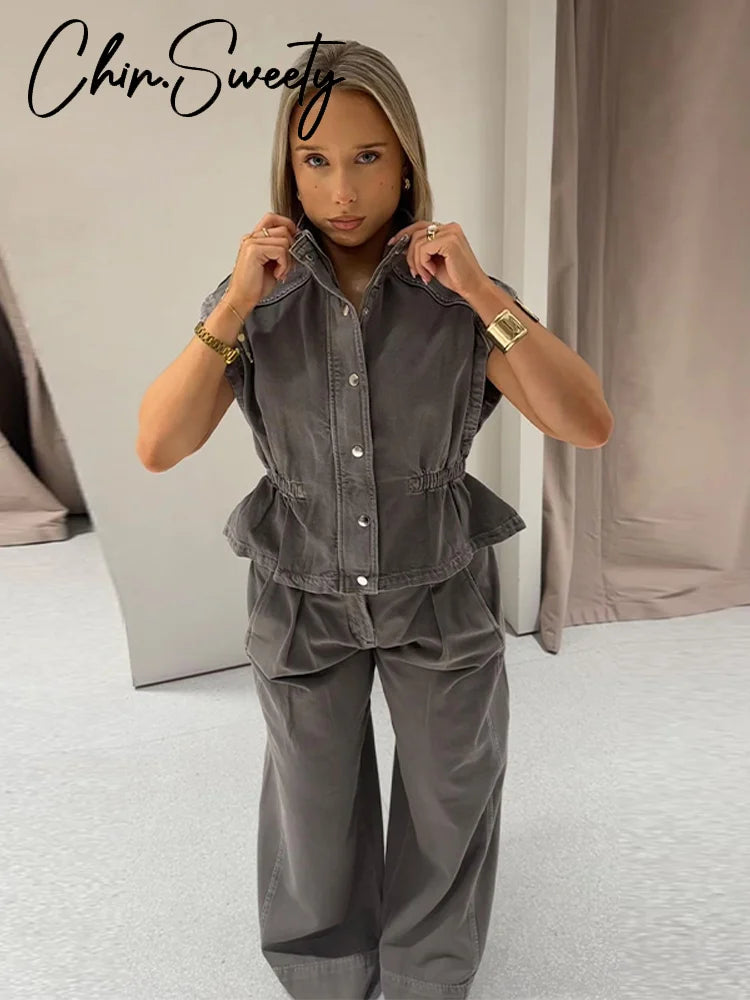 Denim Pant Set
