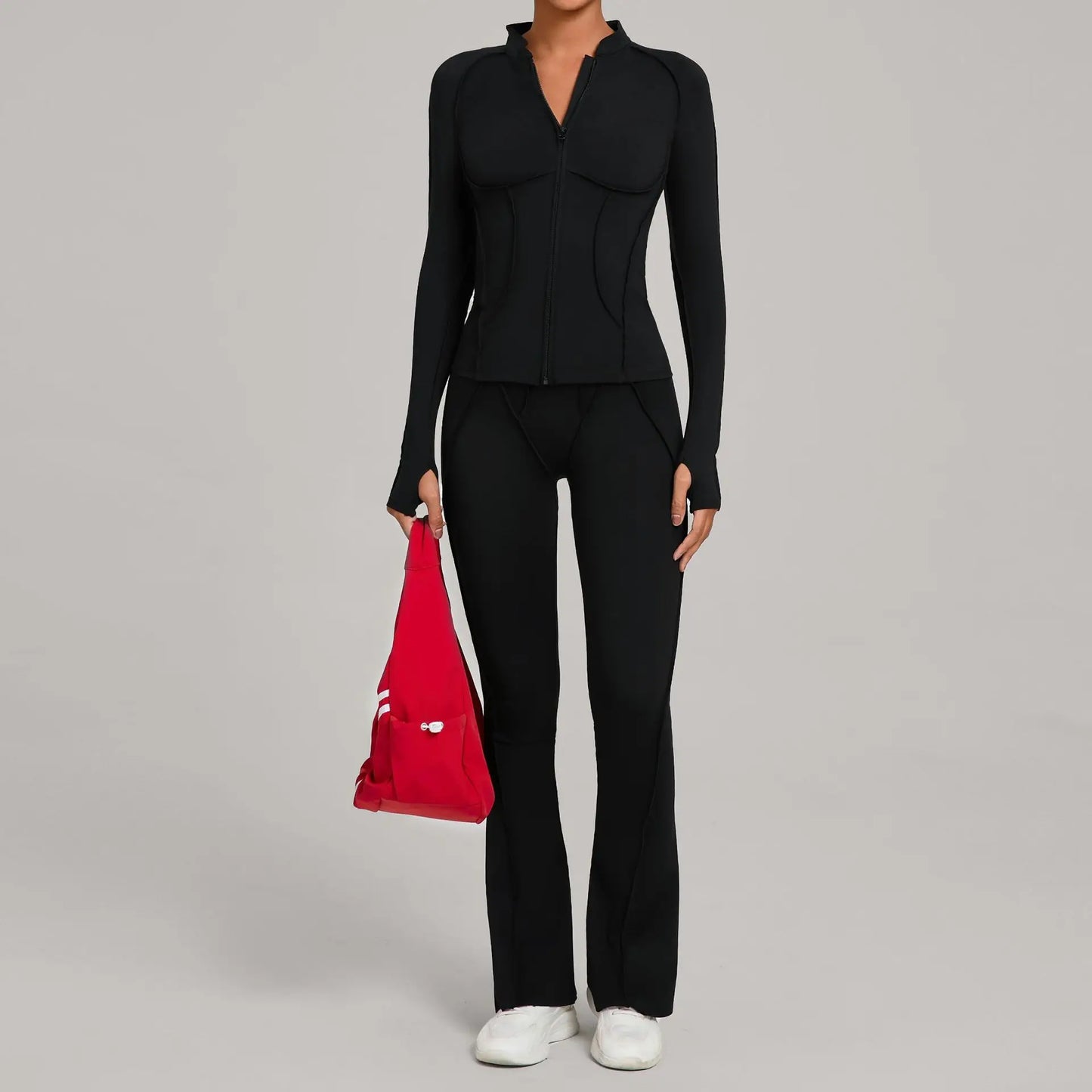 Zip up Flared Leggings Yoga Set
