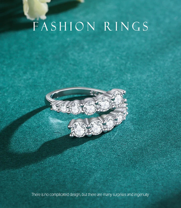 Ailmay Sterling Silver CZ Adjustable Stackable Ring
