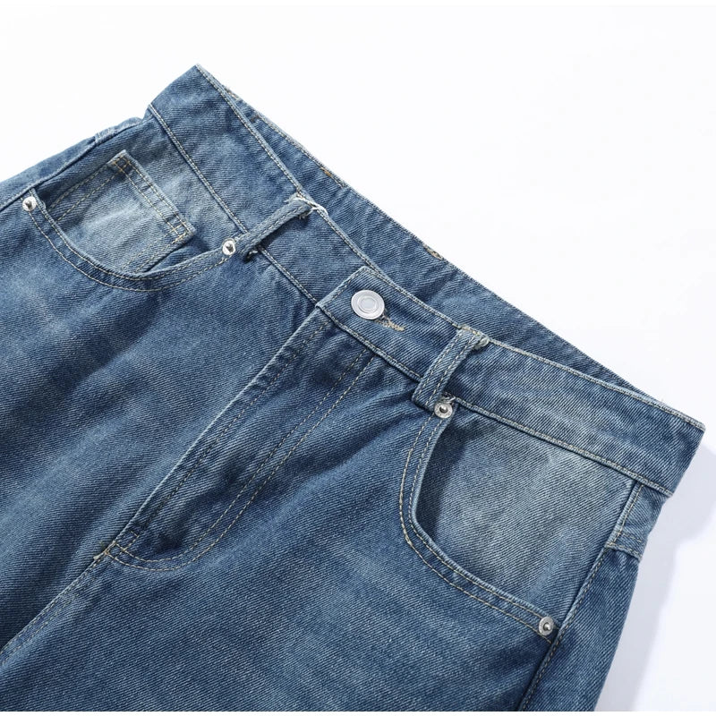 Leather Patchwork Denim Trousers