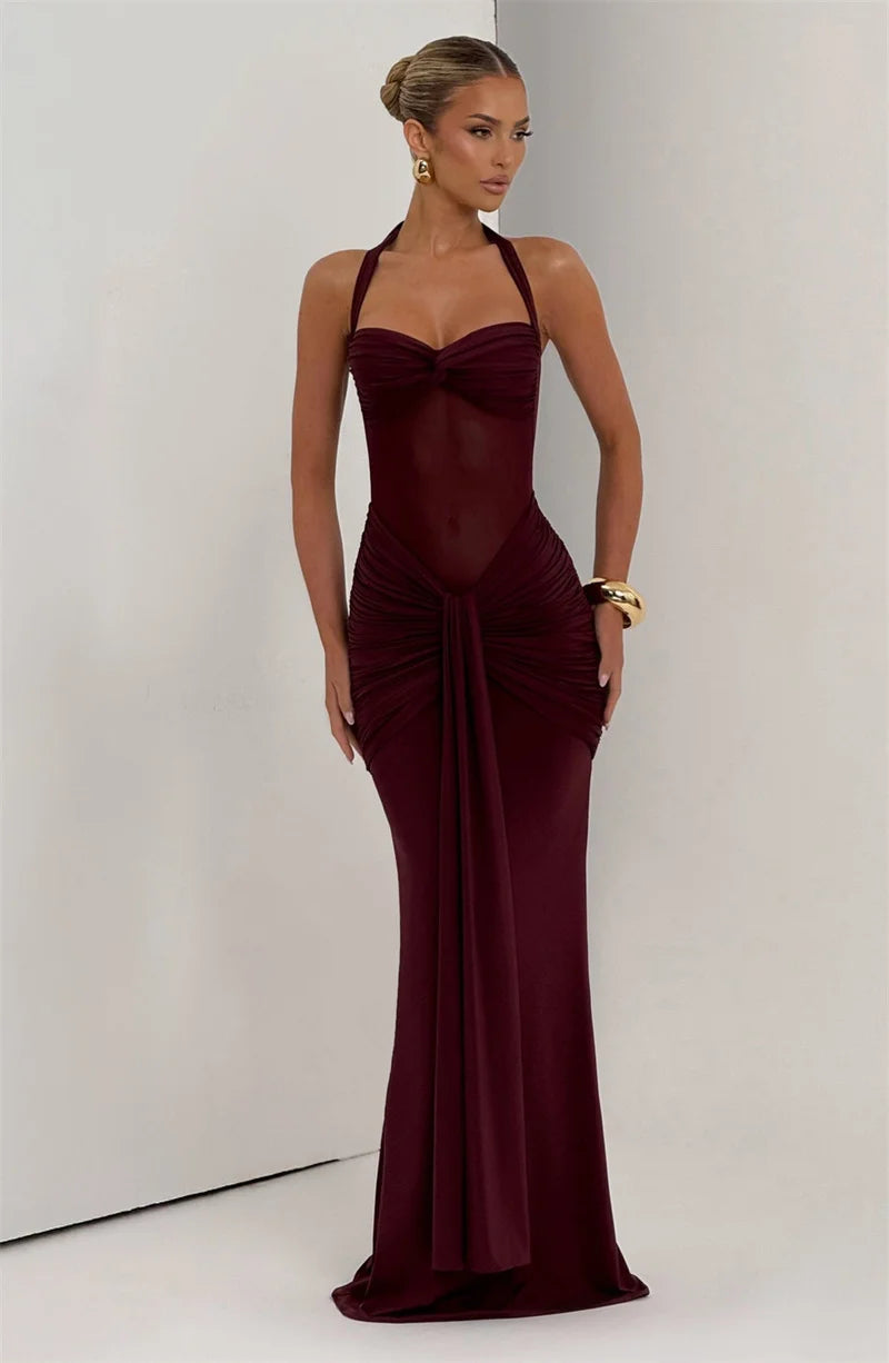 Mesh Waist Maxi Dress