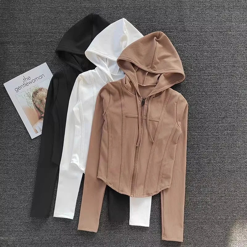 Fitted Ribbed Crop Zip