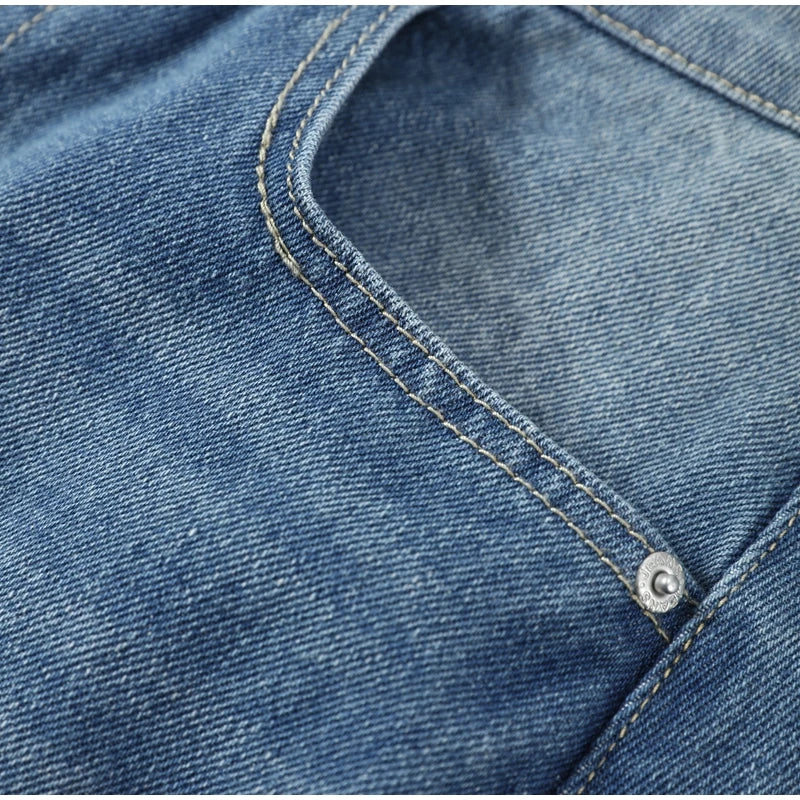 Leather Patchwork Denim Trousers