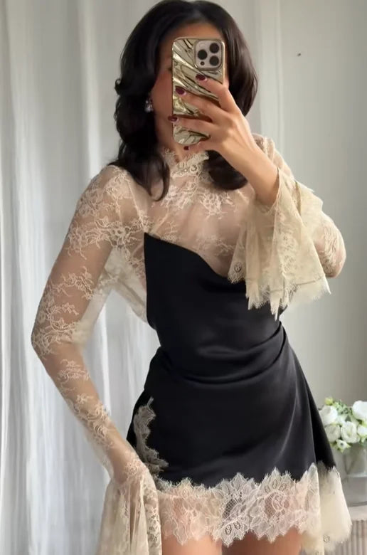 Lace Patchwork Mini Dress