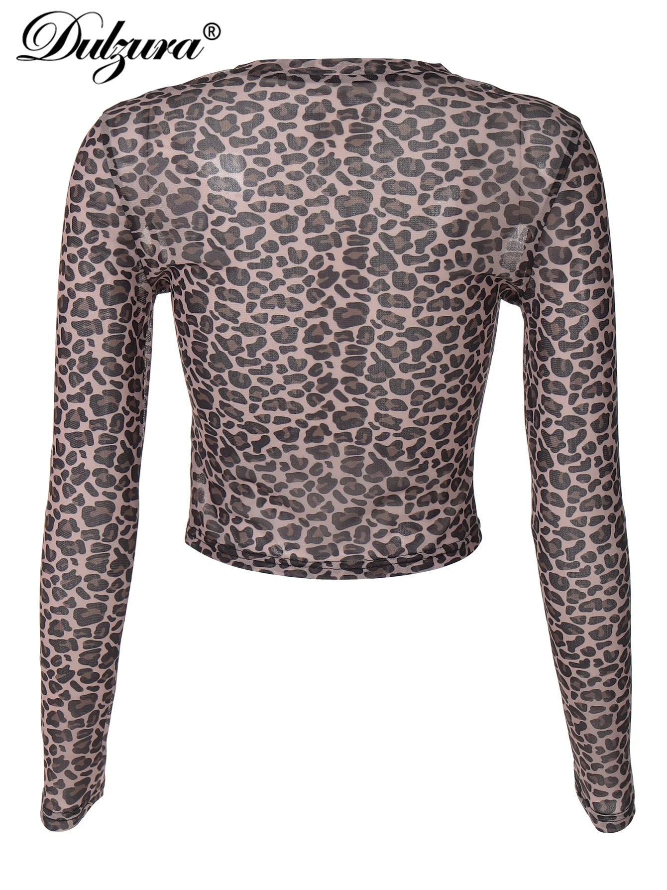 Leopard Bodycon Long Sleeve Crop