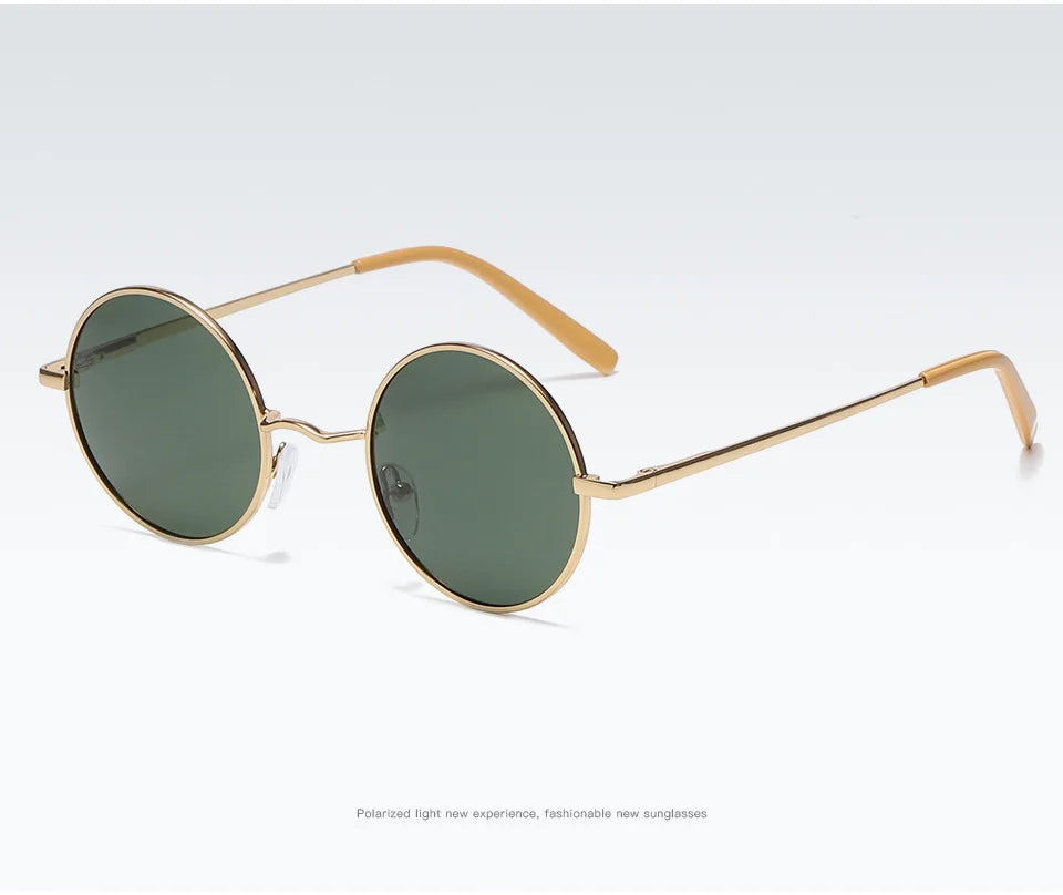 Retro Polarized Round Metal Frame Sunglasses
