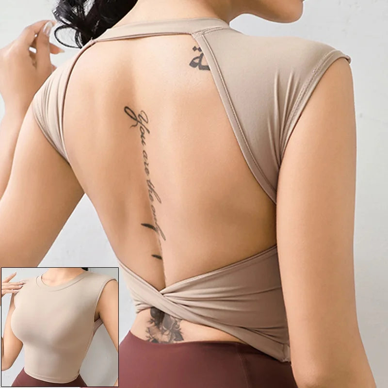 Breathable Backless Sports Crop