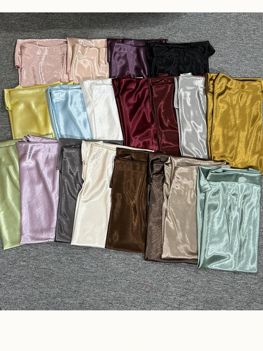 Glossy Satin Midi Skirt