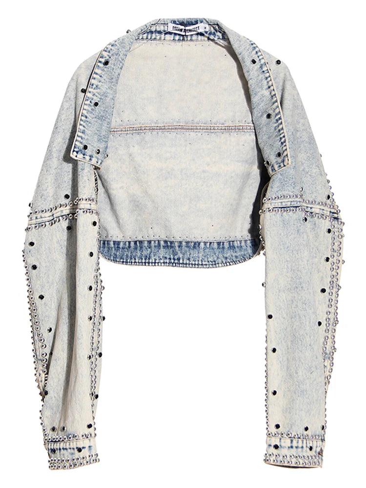 Patchwork Rivet Denim Jacket