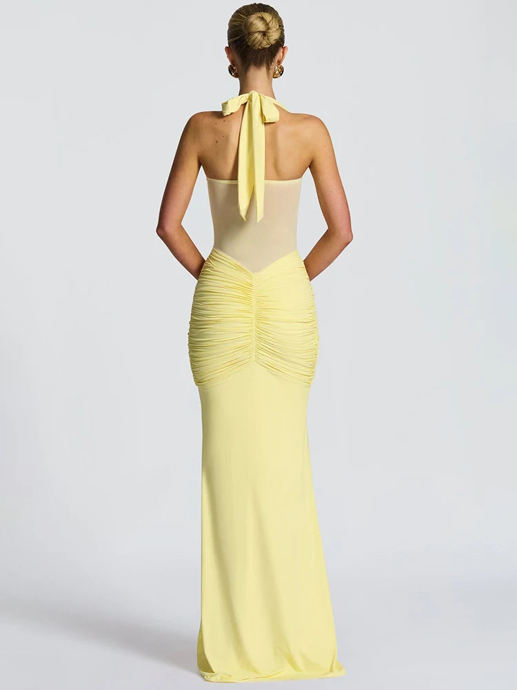 Mesh Waist Maxi Dress