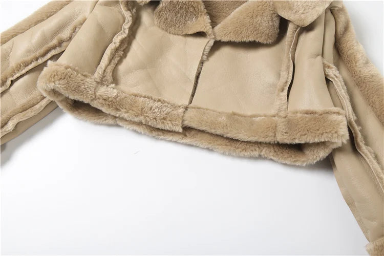 Furry Patchwork Crop Jacket