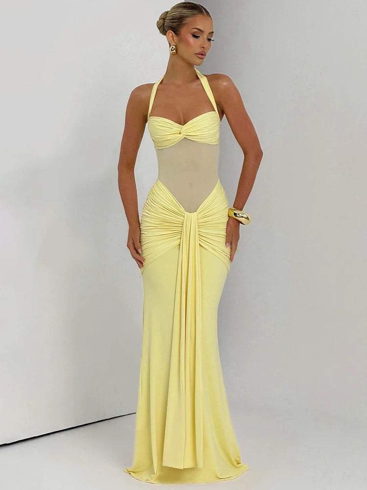 Mesh Waist Maxi Dress