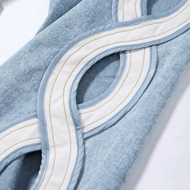 Hollow-out Denim Pants