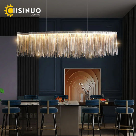 Art Retro Long Tassel Hanging Chain Chandelier
