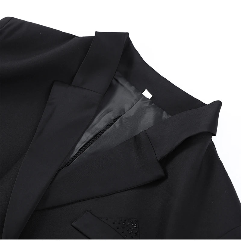 Lapel Waist Cinching Suit Dress