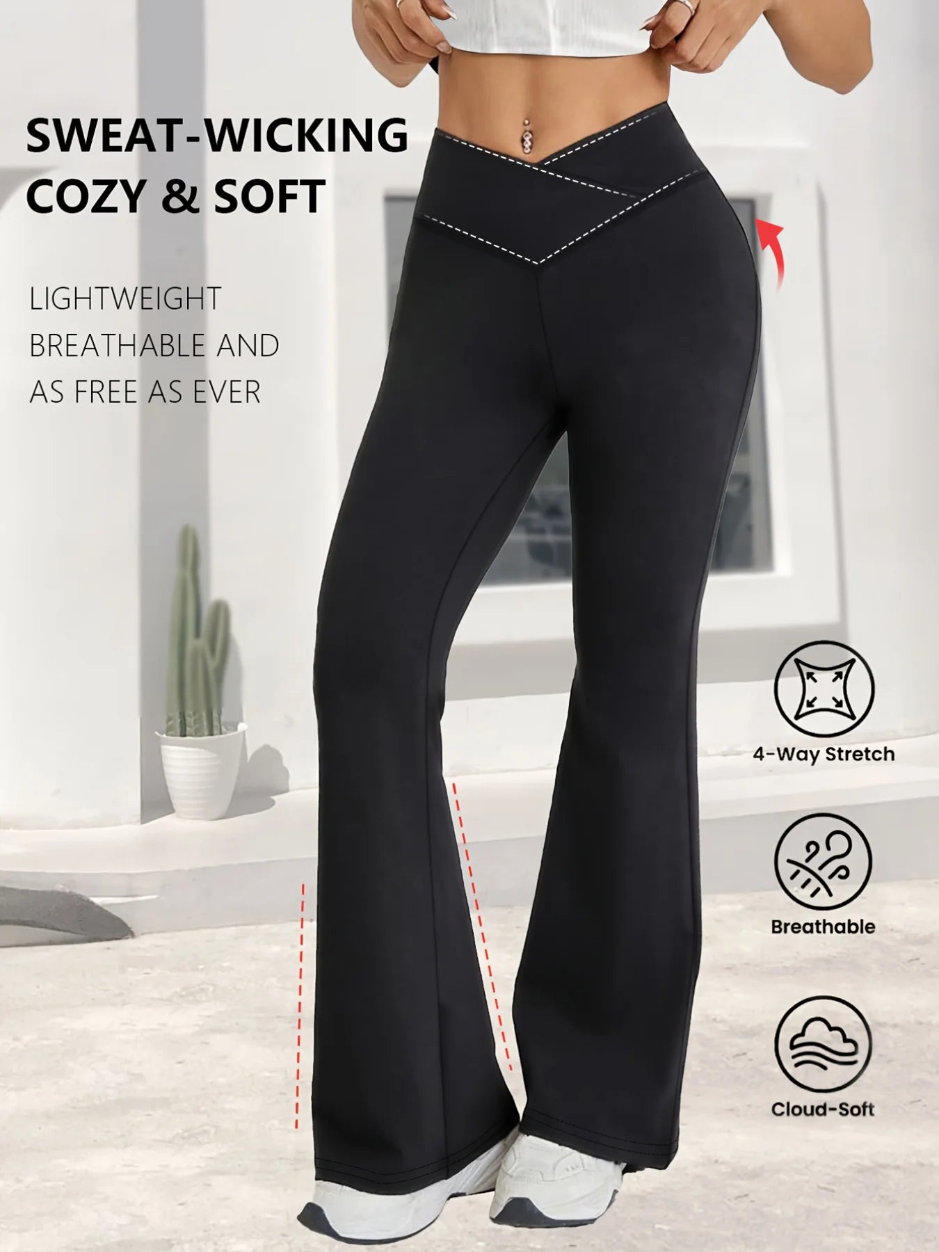 V Waist Bellbottom leggings