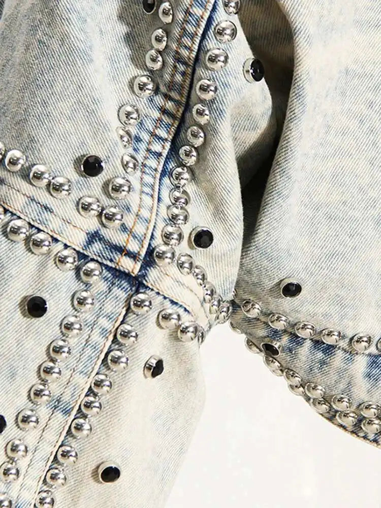 Patchwork Rivet Denim Jacket