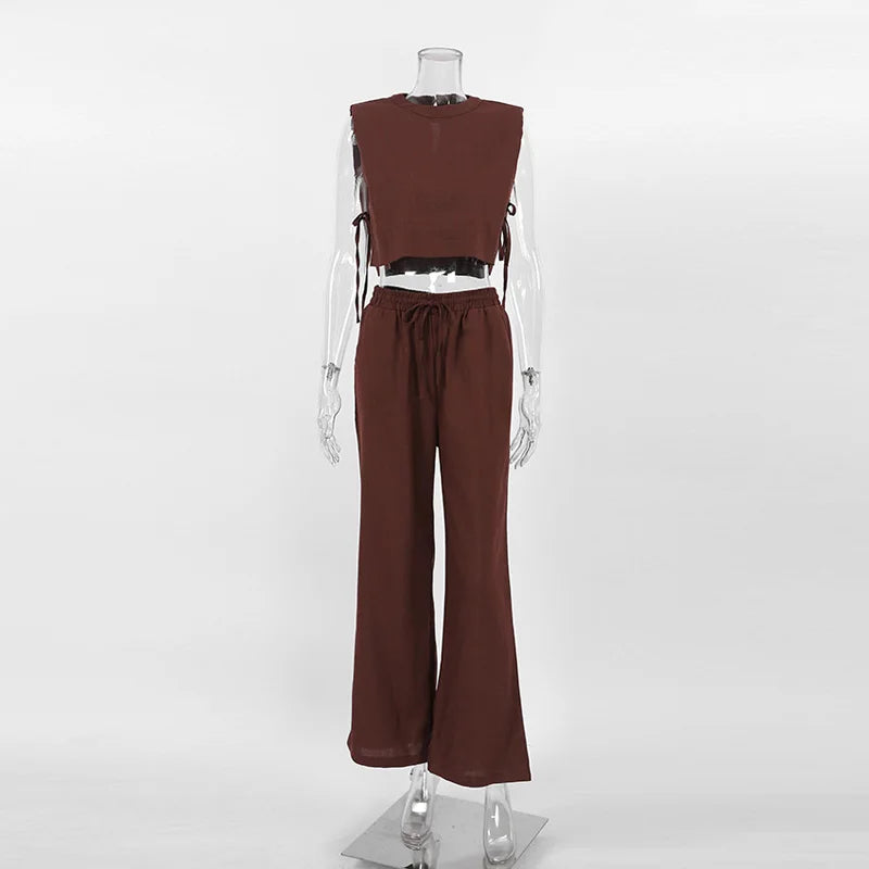 Linen Crop & Pants Set