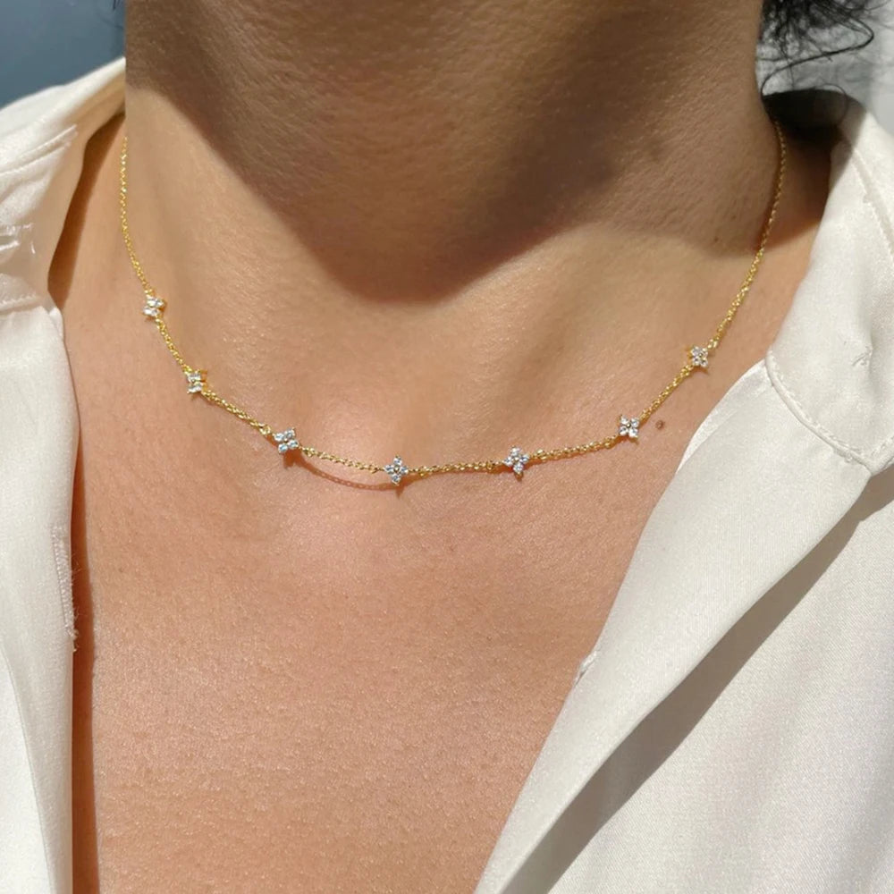 18K Gold Plated Stainless Steel Four Leaf Knecklace