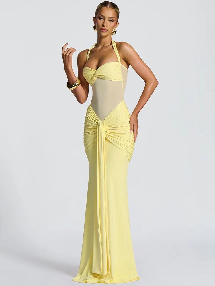 Mesh Waist Maxi Dress