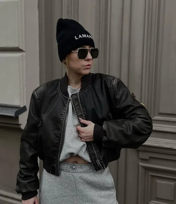 Vintage Washed Leather Bomber