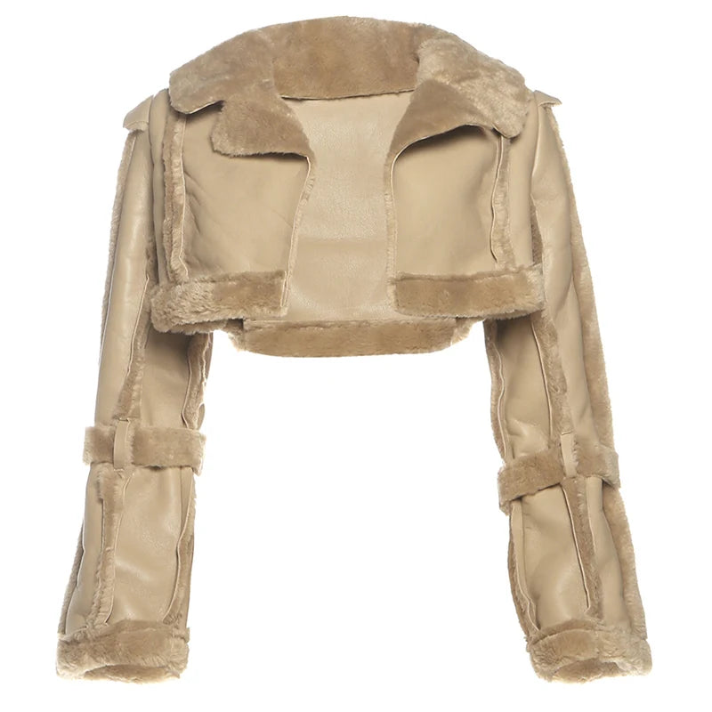 Furry Patchwork Crop Jacket