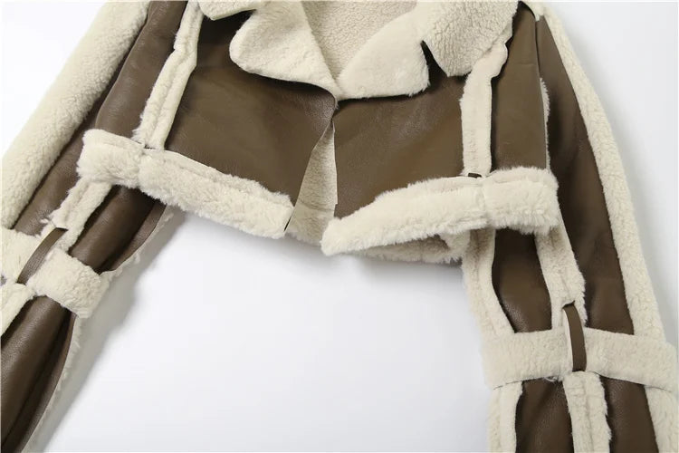 Furry Patchwork Crop Jacket