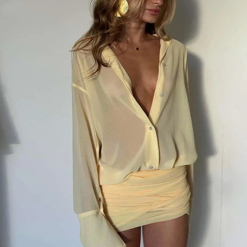 See Through Shirt Mini Dress