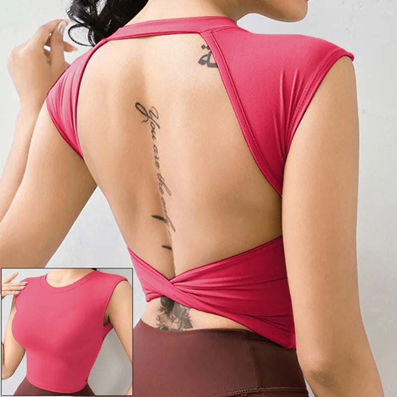 Breathable Backless Sports Crop