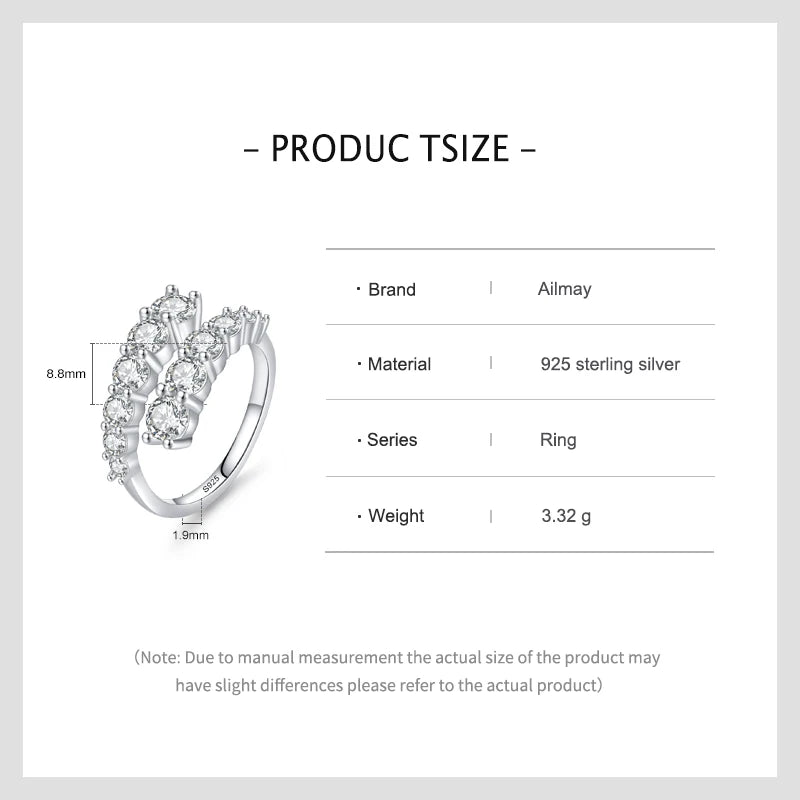 Ailmay Sterling Silver CZ Adjustable Stackable Ring