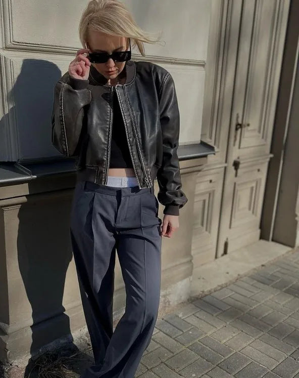 Vintage Washed Leather Bomber