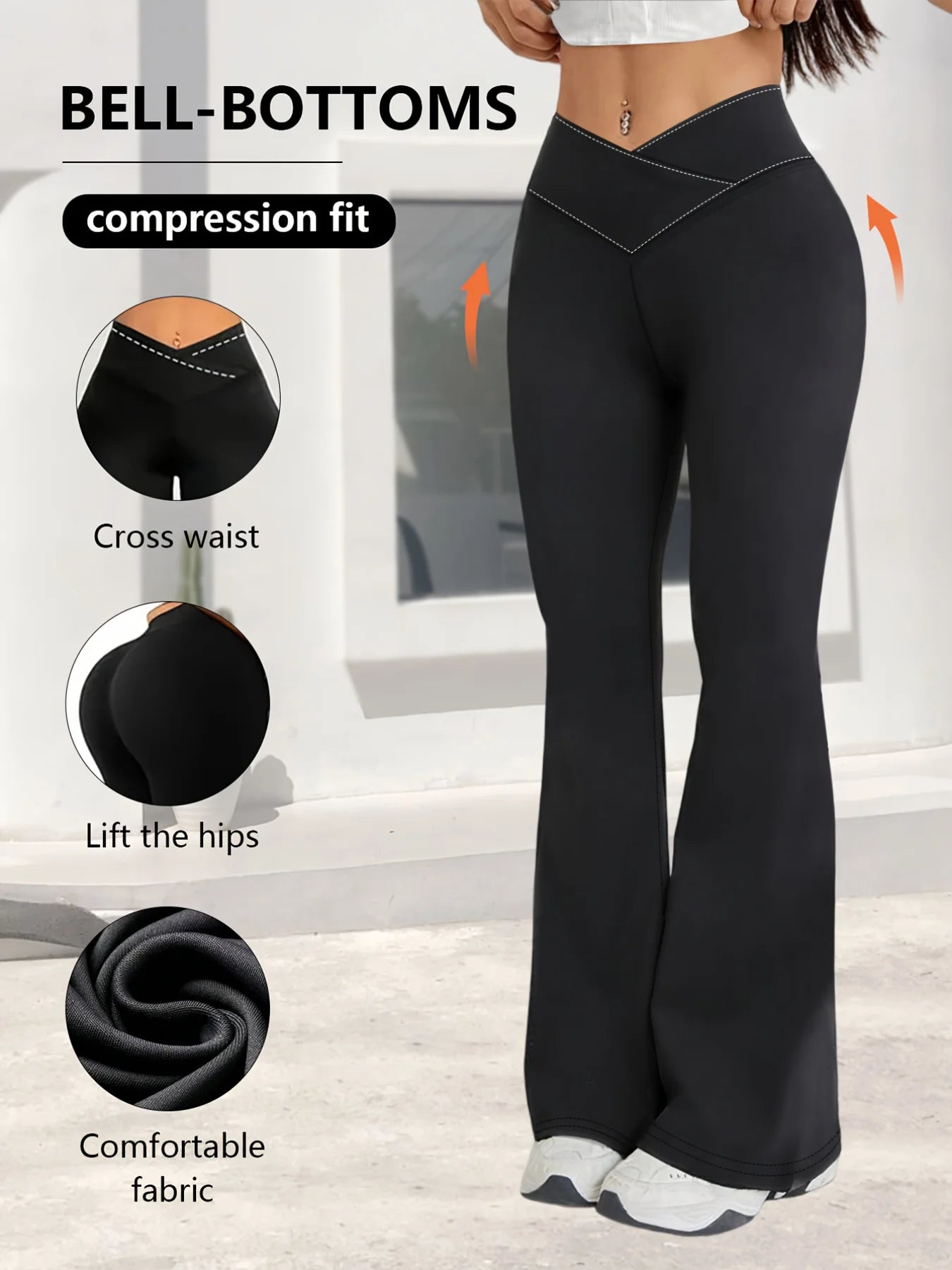 V Waist Bellbottom leggings