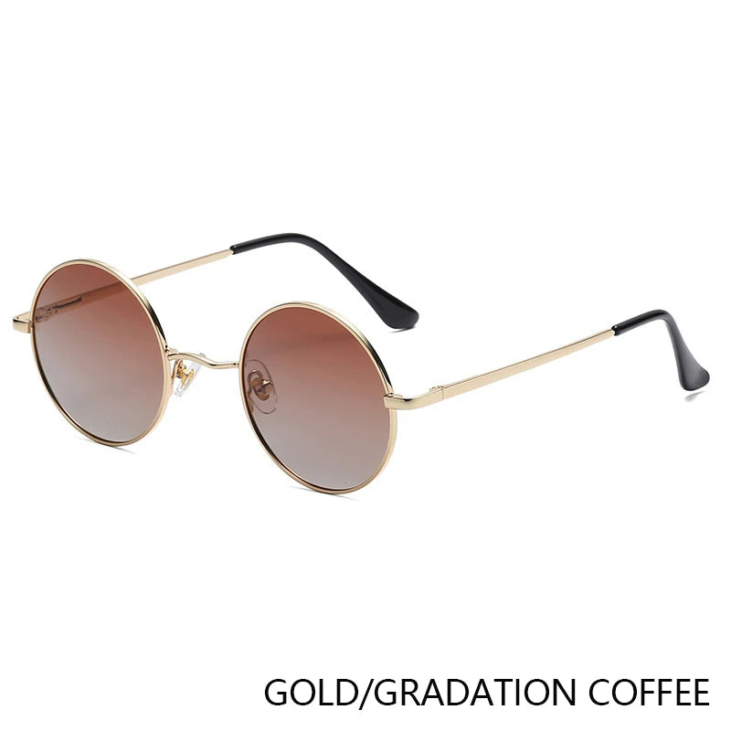 Retro Polarized Round Metal Frame Sunglasses