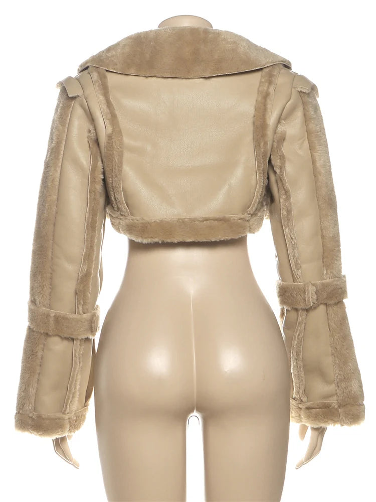Furry Patchwork Crop Jacket