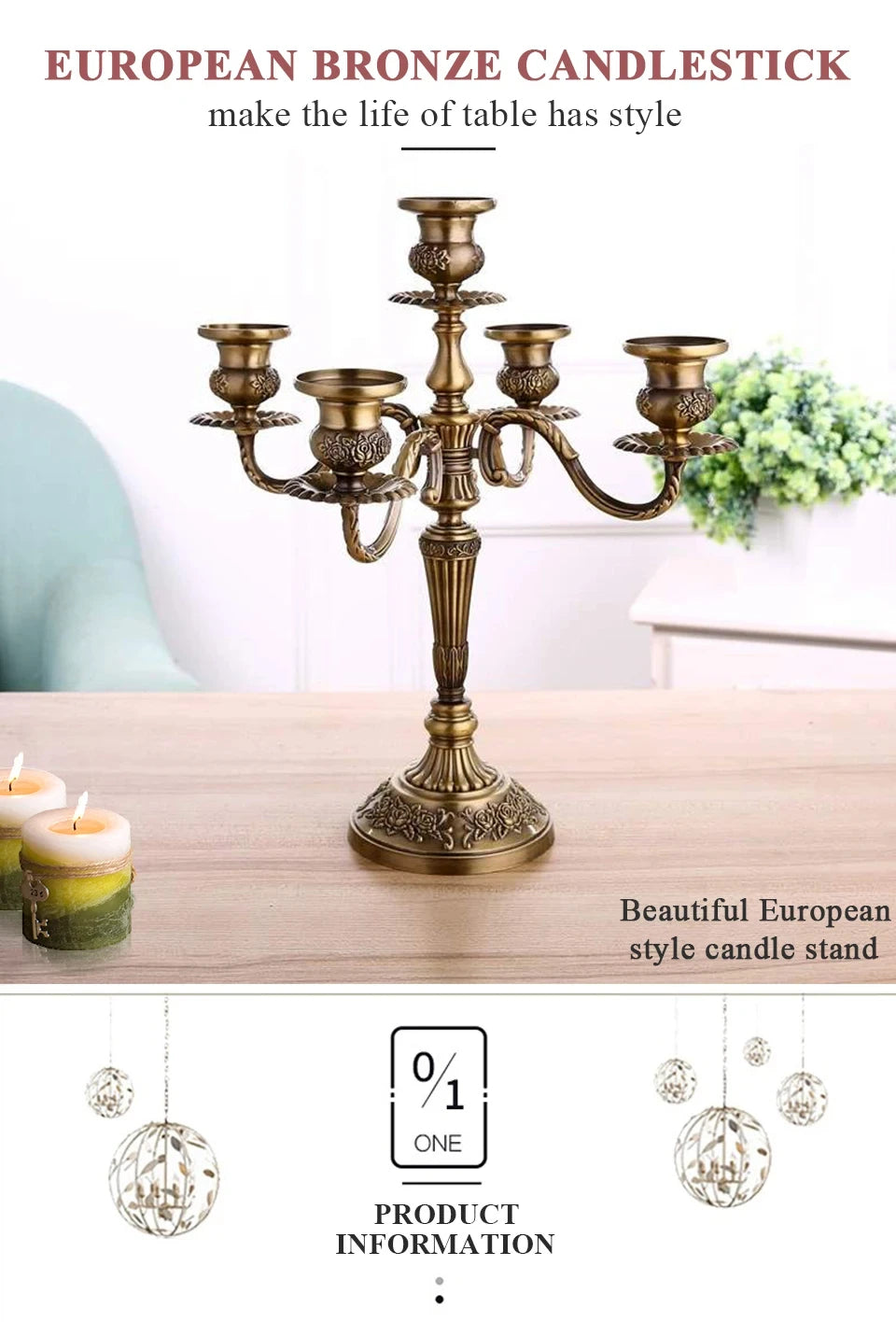 Bronze Candelabra 5-arms/3 arms
