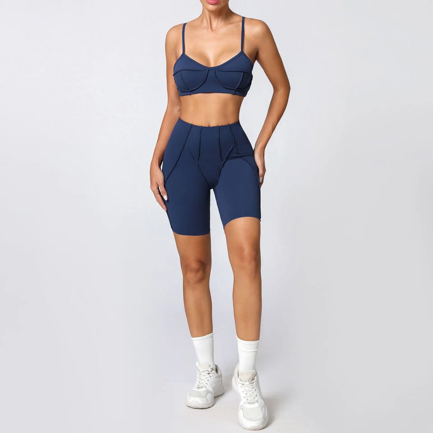 Sports Bra Biker Shorts Yoga Set