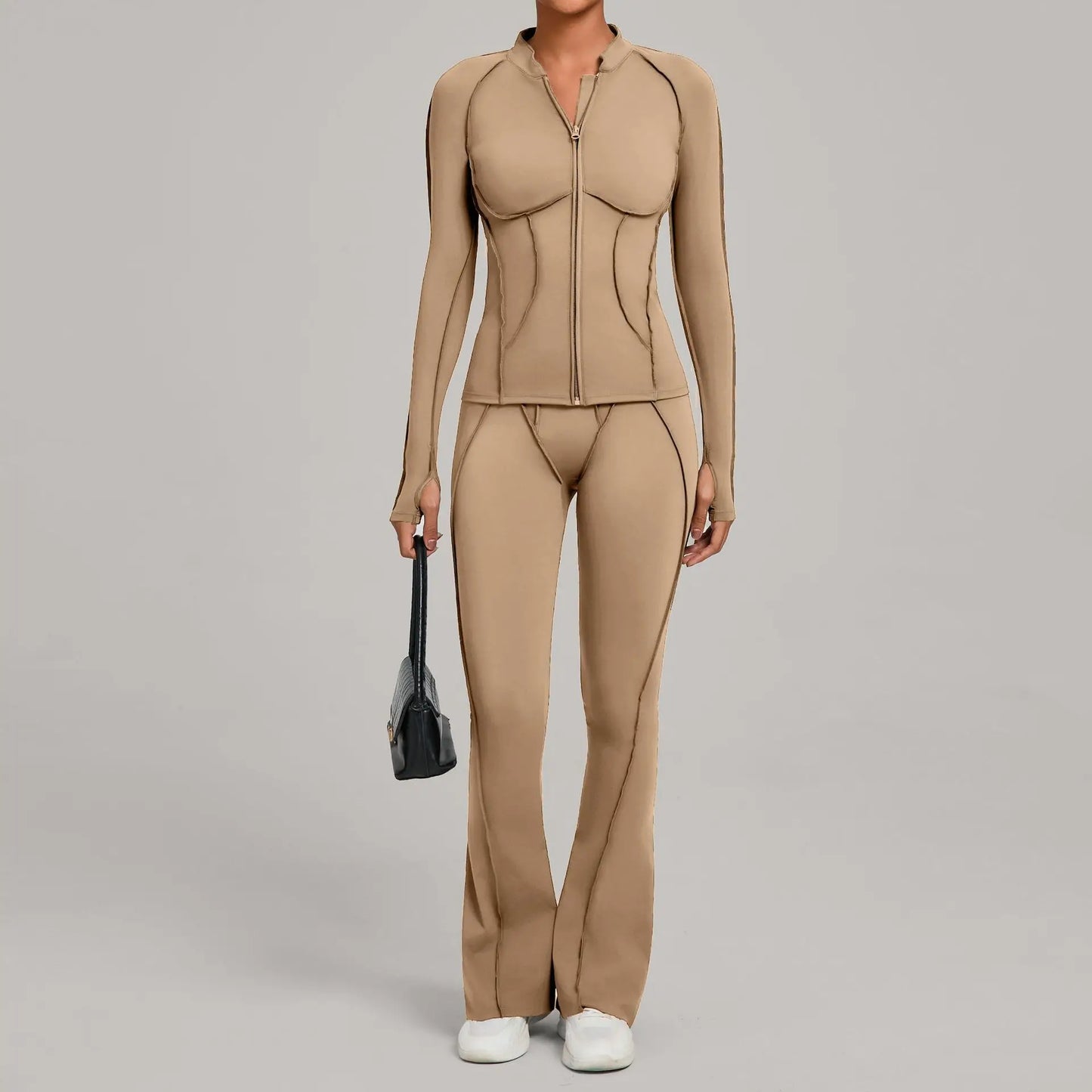 Zip up Flared Leggings Yoga Set
