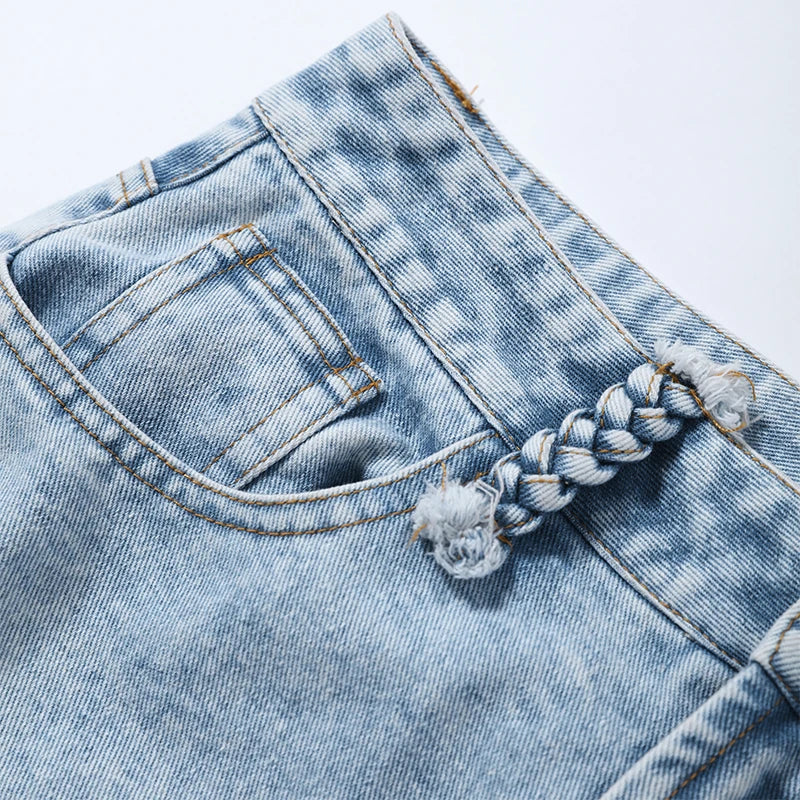 Hollow-out Denim Pants