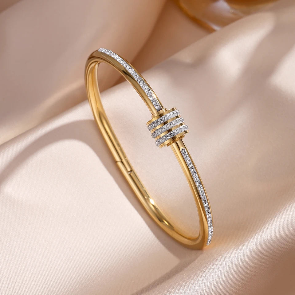 Sparkling Zirconia Stainless Steel Bracelets