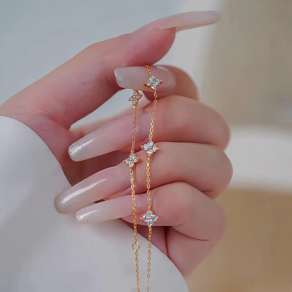 18K Gold Plated Stainless Steel Four Leaf Knecklace