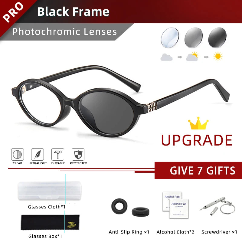Retro Anti Blue Ray Photochromic Myopia Glasses