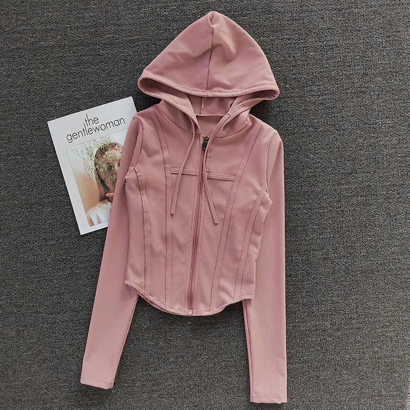 Fitted Ribbed Crop Zip